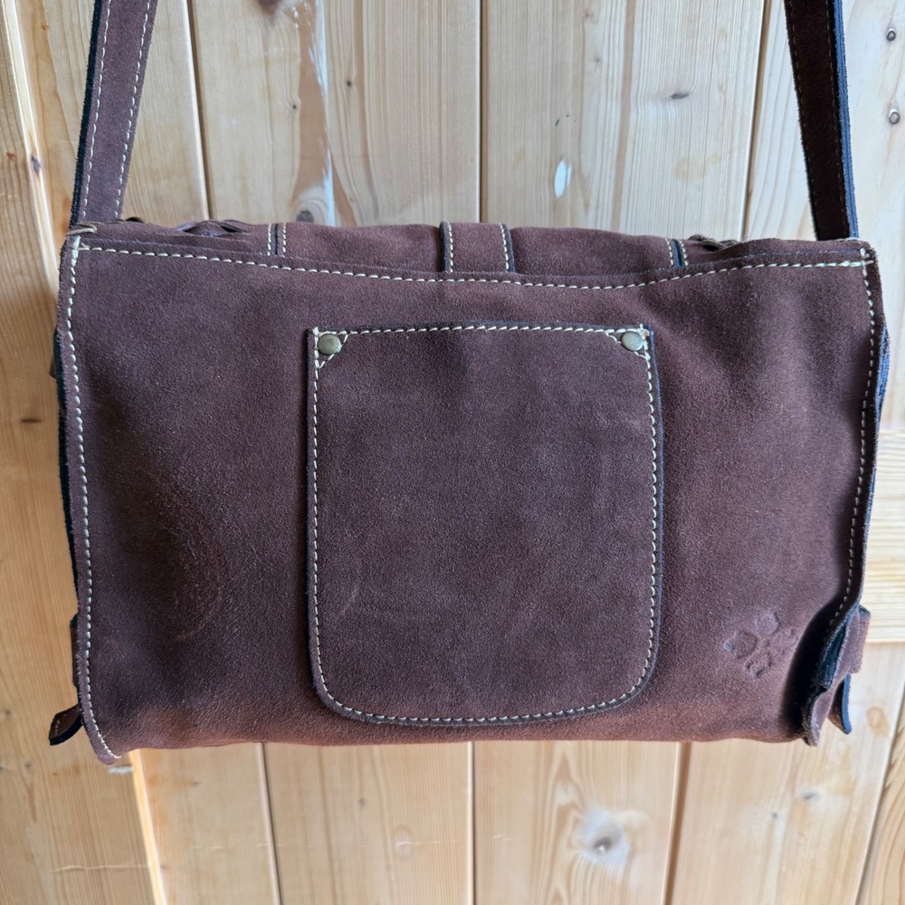 Patricia Nash Brown Suede Woven Whipstitch Crossbody Messenger Bag - Picture 15 of 16